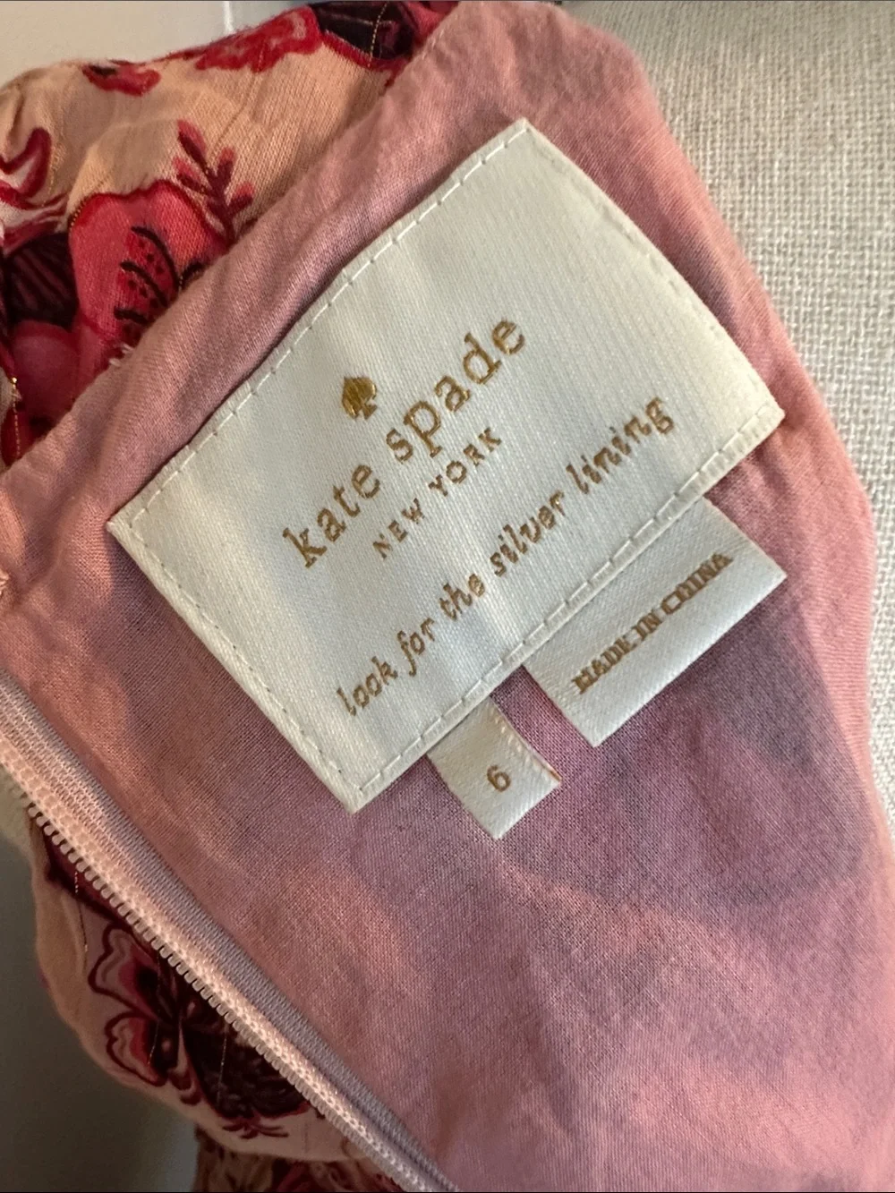kate spade Pink Dress with Red Floral Print